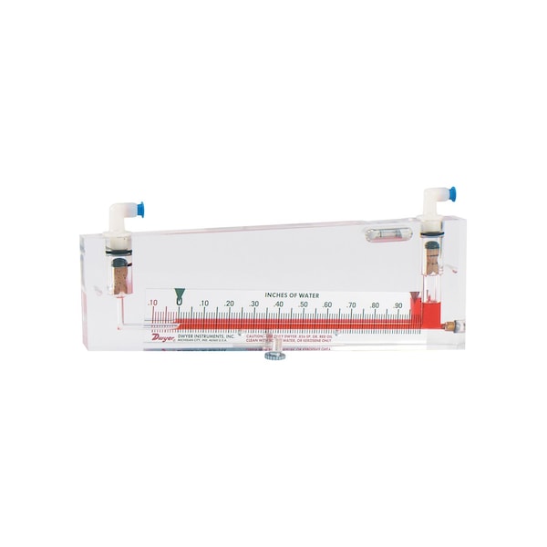 Inclined air filter gage, range .20-0-2.0" w.c., 8" inclined scale,
